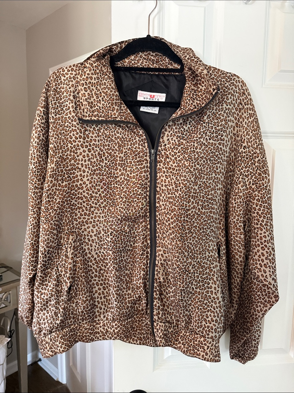 Leopard Print Bomber Jacket - Brown